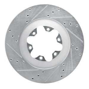 Chevrolet Colorado Brake Rotor (1) - Front Left - R1 Concepts - Drilled & Slotted - Silver - `09-`12